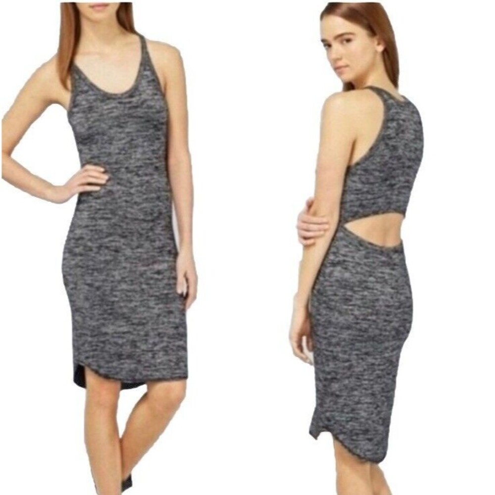 Aritzia Wilfred Free Womens Summer Knit Tank Dress Size XS Cut Out Bac Gray EUC